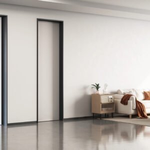 Inward opening door with flush interior